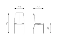 STONES Set 4 Sedie in Similpelle con Seduta e Schienale Imbottiti e Gambe in Metallo, 43x44x92 cm, Grigio Scuro(m-3)