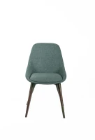 STONES Set 4 Sedie da pranzo rivestite in tessuto grigio chiaro con gambe in massello di noce, 58x49x85cm, verde(m-6)