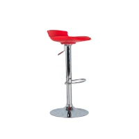 STONES Sgabello in Similpelle con Struttura in Metallo Cromato, 39x40x69/90 cm, Rosso(m-1)