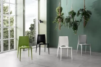 STONES Set 4 Sedie Impilabili in Polipropilene, 41x44x84 cm, Verde(m-2)