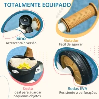 AIYAPLAY Triciclo para Crianças de 2 a 5 anos com Assento Ajustável Cesta Buzina e Pedais e 3 Rodas 70,5x53x58 cm Bege(m-6)