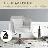 HOMCOM Modern Accent Chair with Swivel Base, Height Adjustable Arm Chair with Pillow for Living Room, Bedroom, Cream White(m-4)