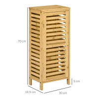 kleankin Armário Auxiliar Casa de Banho de Bambu Armário Casa de Banho com Prateleiras Ajustáveis Anti-Tombo 30x19,9x70 cm Madeira(m-3)