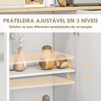 HOMCOM Aparador Sala de Estar Moderno com 2 Gavetas 2 Armários e Prateleiras Ajustáveis 90x30x75,5 cm Branco e Madeira(m-5)