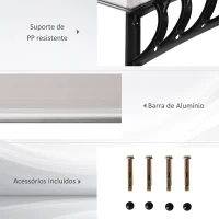 Outsunny Marquise de Proteção para Portas e Janelas Contra Sol e Chuva Telhado de Proteção com Desenho Moderno 150x90x25 cm Transparente e Preto(m-5)