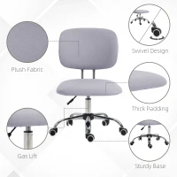 Vinsetto Scaun de Birou fara Brate Scaun de Birou pentru Calculator Material Textil Inaltime Reglabila Roti Pivotante Spatar Median Gri Pentru scoala computer mobila de studiu ergonomic pentru birou munca modern contemporan dormitor ergonomic cu masaj(m-5)