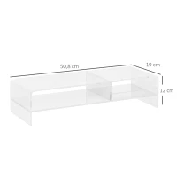 HOMCOM Monitor Stand with Keyboard Tray, Transparent, for Monitors up to 24 Inches, 2 Tiers, Acrylic, 50.8 x 19 x 12 cm(m-3)