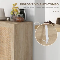 HOMCOM Aparador com 2 Portas de Rede e Prateleiras Ajustáveis Armário Estilo Cannage Anti-Tombo 73x41x102 cm Madeira(m-4)