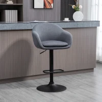 HOMCOM Banco Alto de Cozinha com Altura Ajustável Banco de Bar Estofado com Apoio para o Pés 54x54x92-112 cm Cinza Escuro(m-2)