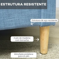 HOMCOM Poltrona Sala de Estar Poltrona Relax com 2 Bolsos Laterais Apoio para os Braços Pés de Madeira 73x79x87 cm Azul(m-5)