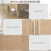 HOMCOM Aparador com 2 Portas de Rede e Prateleiras Ajustáveis Armário Estilo Cannage Anti-Tombo 73x41x102 cm Madeira(m-6)