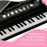 AIYAPLAY Piano Eletrónico para Crianças com 32 Teclas Microfone banco Luzes 22 Músicas 4 Tons e Volume Ajustável 37x30,5x60,4 cm Preto(m-6)