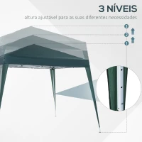 Outsunny Tenda Dobrável Tenda com Desenho Pop Up para Jardim Campismo Festas Eventos Aço e Oxford 297x297x250 cm Verde(m-7)