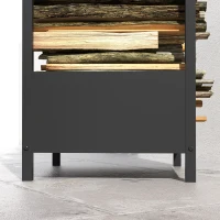 Outsunny Regał na drewno opałowe, do 50 kg, malowane proszkowo, do użytku wewnętrznego i zewnętrznego, czarny, 39 x 35 x 76 cm(m-9)