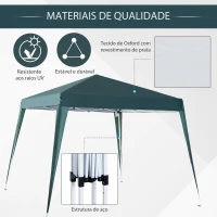 Outsunny Tenda Dobrável Tenda com Desenho Pop Up para Jardim Campismo Festas Eventos Aço e Oxford 297x297x250 cm Verde(m-4)