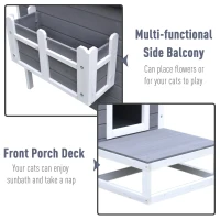 PawHut cusca inaltata cu balcon si acoperis, 83x66.5x74.7 cm(m-5)