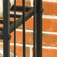 Stojak na drewno kominkowe Outsunny regał na drewno opałowe z 4 dodatkowymi przyborami do kominka przybory kominkowe 2-poziomowa konstrukcja regał na drewno opałowe metal przybory kominkowe kolor czarny 41,5 x 32,5 x 74,5 cm(m-8)