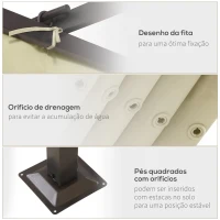 Outsunny Pérgola de Metal 3,5x3,5m Pérgola para Jardimcom Teto Retrátil Tecido Poliéster Resistente à Água e Raios UV Bege e Preto(m-6)