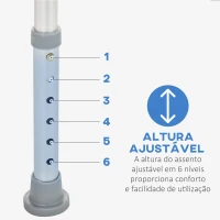 HOMCOM Cadeira para Duche Antiderrapante com Altura Ajustável 47x50x87 cm Branco(m-4)