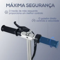 HOMCOM Trotinete Elétrica Dobrável para Crianças e Adolescentes acima de 7 Anos Velocidade de 10km/h Trotinete Elétrica com Guiador Ajustável e Freios Carga Máxima 50kg 78x37x89-95cm Azul(m-4)