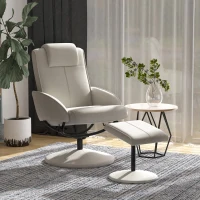 HOMCOM Poltrona Relax Reclinável até 145° com Banco de Apoio para os Pés Poltrona Giratória 360° Estofada em PU e Estrutura de Aço 78x67x98cm Cinza(m-2)