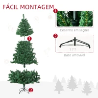 HOMCOM Árvore de Natal 180 cm com 1000 Ramos de PVC e Suporte de Aço Decoração de Natal para Interior Verde(m-7)