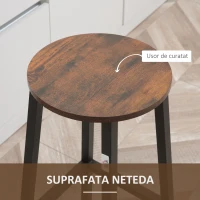 HOMCOM Set 2 scaune de bar, de bucatarie cu suport pentru picioare, maro rustic(m-5)