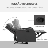 HOMCOM Poltrona Relax com cadeira reclinável manual de até 160° 65x89x100cm(m-4)
