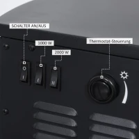 HOMCOM Elektrokamin mit Heizung, elektrischer Kamin mit LED Flammeneffekt, 1000 W/2000 W Dekokamin mit Thermostat, elektrisch Kaminfeuer Kaminofen, Schwarz(m-6)