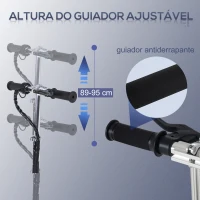 HOMCOM Trotinete Elétrica Dobrável para Crianças e Adolescentes acima de 7 Anos Velocidade de 10km/h Trotinete Elétrica com Guiador Ajustável e Freios Carga Máxima 50kg 78x37x89-95cm Rosa(m-6)