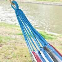 Outsunny Cama de Rede Dupla Portátil de Algodão 285x150cm com Bolsa de Transporte para Exterior Pátio Jardim Praia Campismo Carga Máxima 180kg Multicor(m-8)