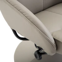 HOMCOM Poltrona Relax Reclinável até 145° com Banco de Apoio para os Pés Poltrona Giratória 360° Estofada em PU e Estrutura de Aço 78x67x98cm Cinza(m-8)