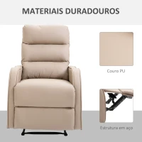 HOMCOM Poltrona Relax com reclinação manual até 160 ° com apoio para os pés retrátil Esponja de densidade estofada em PU 65x89x100cm(m-6)