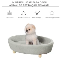 PawHut Sofá Cama para Animais de Estimação com Almofada Acolchoada Amovível Pernas de Madeira Bordas Elevadas 81x61x24 cm Cinza(m-7)