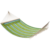 Outsunny Cama Rede Suspensa de Jardim para 2 Pessoas Cama Rede para Campismo com Almofada Carga Máxima 180kg 210x140cm Azul Verde