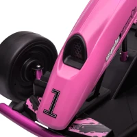HOMCOM 24V Electric Go Kart for Kids, Drift Ride-On Racing Go Kart with 2 Speeds, for Boys Girls Aged 8-12 Years Old, Pink(m-9)