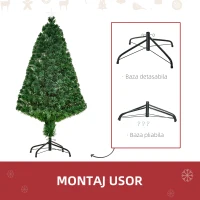 HOMCOM Brad de Crăciun cu Fribră Optică și Suport din PVC Foarte Des 120cm(m-6)