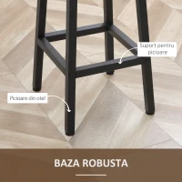 HOMCOM Set 2 scaune de bar, de bucatarie cu suport pentru picioare, maro rustic(m-6)