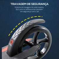 HOMCOM Trotinete dobrável de alumínio para crianças acima de 14 anos altura ajustável de 87-101 cm com 2 Rodas Grandes Travagem Carga 100 kg Preto(m-7)