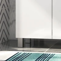 kleankin Freestanding Bathroom Cabinet, High Gloss Storage Cabinet with Doors and Adjustable Shelf, 60 x 30 x 80 cm, White(m-8)