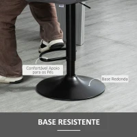 HOMCOM Conjunto de 2 Bancos Bar Giratórios e Ajustáveis em Altura Banco Alto Veludo com Encosto 47x51.5x94-114cm Cinza(m-6)