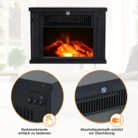 HOMCOM Elektrokamin mit Heizung, elektrischer Kamin mit LED Flammeneffekt, 600/1200 W Dekokamin, elektrisch Kaminfeuer Kaminofen, Schwarz(m-6)