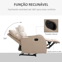 HOMCOM Poltrona Relax com reclinação manual até 160 ° com apoio para os pés retrátil Esponja de densidade estofada em PU 65x89x100cm(m-4)