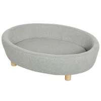 PawHut Sofá Cama para Animais de Estimação com Almofada Acolchoada Amovível Pernas de Madeira Bordas Elevadas 81x61x24 cm Cinza(m-10)