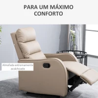 HOMCOM Poltrona Relax com reclinação manual até 160 ° com apoio para os pés retrátil Esponja de densidade estofada em PU 65x89x100cm(m-5)