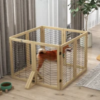 PawHut Dog Gate Stair Gate Barrier Gate, Foldable, Pine Wood, 375 cm x 44 cm x 70 cm, Natural(m-4)