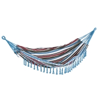 Outsunny Cama de Rede Dupla Portátil de Algodão 285x150cm com Bolsa de Transporte para Exterior Pátio Jardim Praia Campismo Carga Máxima 180kg Multicor