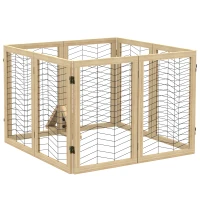 PawHut Dog Gate Stair Gate Barrier Gate, Foldable, Pine Wood, 375 cm x 44 cm x 70 cm, Natural(m-1)