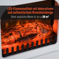 HOMCOM Elektrokamin mit Heizung, elektrischer Kamin mit LED Flammeneffekt, 950/1850W Dekokamin mit Thermostat, elektrisch Kaminfeuer mit Überhitzungs-Schutz, Kaminofen, Weiß(m-4)