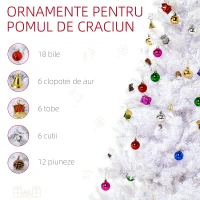 HOMCOM Brad de Crăciun 150 cm con 680 Ramuri Împodobit, Alb(m-4)